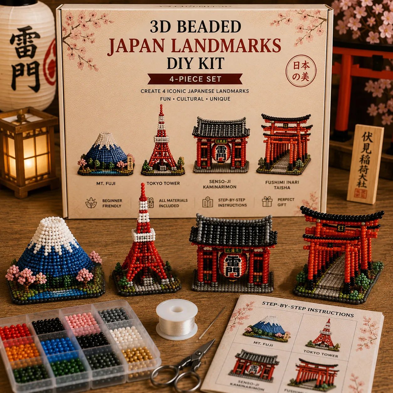🌍 3D Beaded World Landmarks DIY Kit