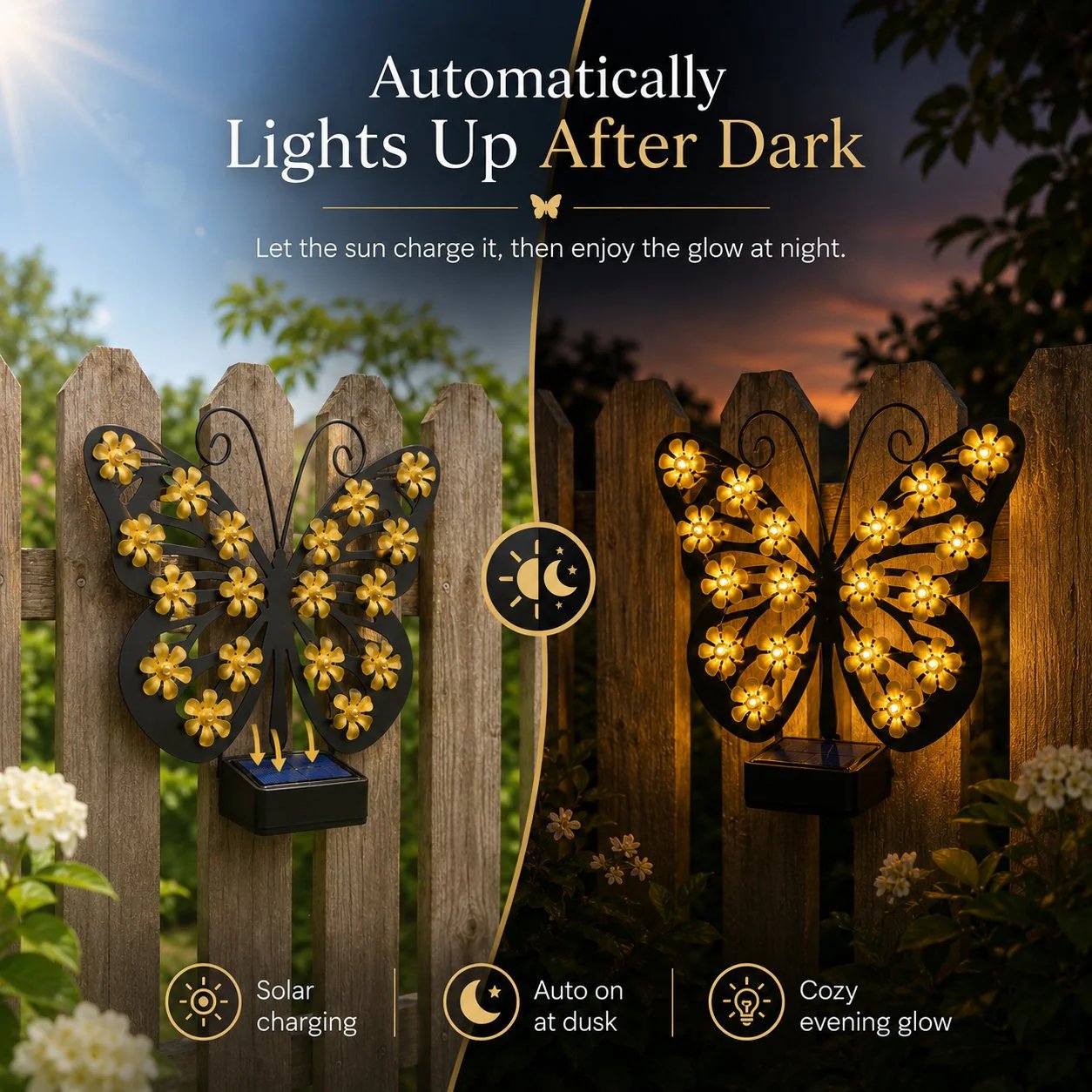Solar Metal Butterfly Wall Lights Outdoor Decor🦋