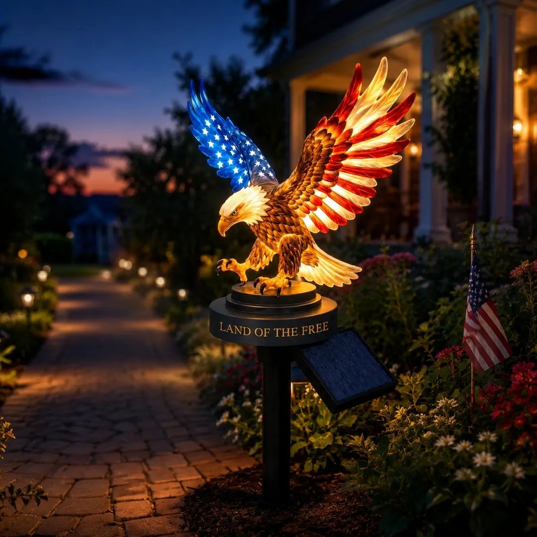 🔥Last Day 49% OFF-Solar Eagle Garden Light – A Glowing Tribute to American Freedom