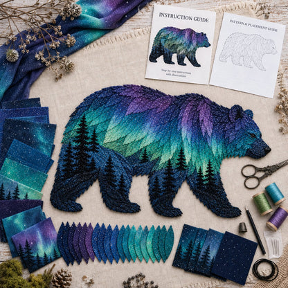 🌌🐺Northern Lights Wildlife DIY Patchwork Kit