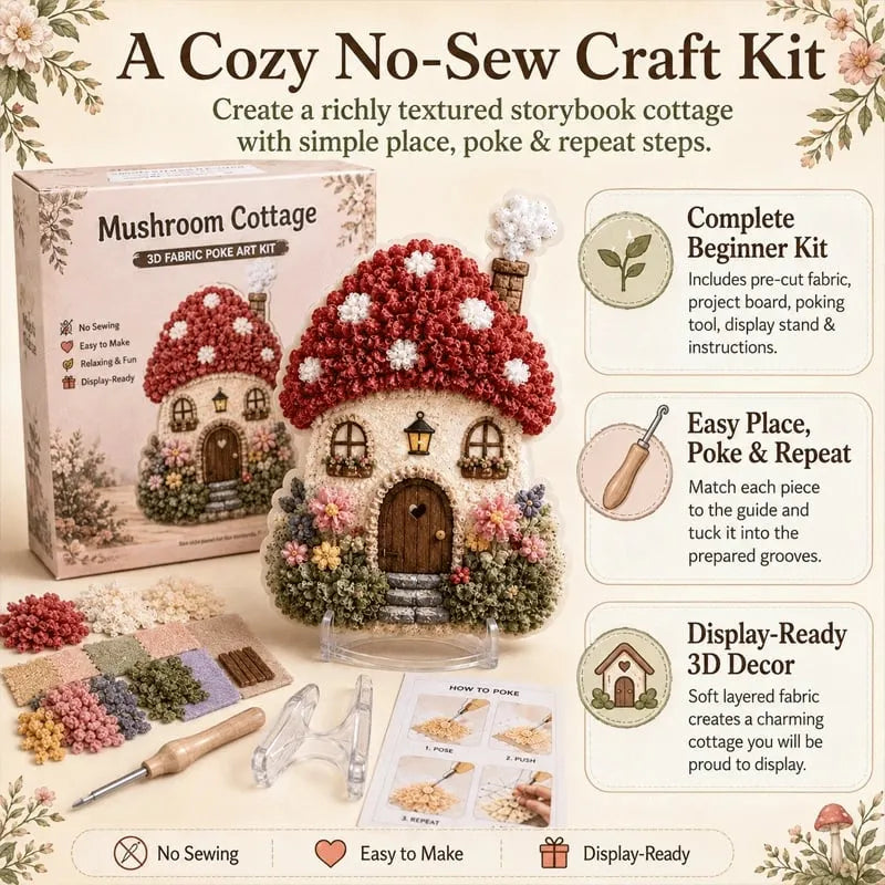 🏡Whimsical Village 3D Fabric Poke Art Kit