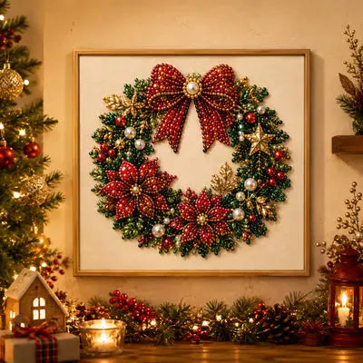 🎨Relaxing & Beginner-Friendly-💎DIY Christmas Pearl Diamond Painting Art Kit With Frame