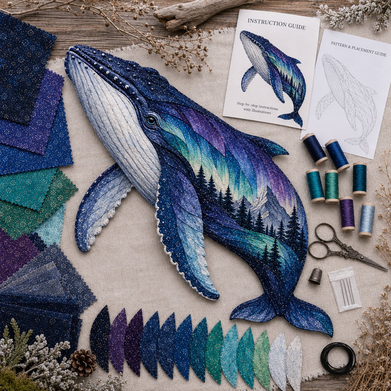 🌌🐺Northern Lights Wildlife DIY Patchwork Kit