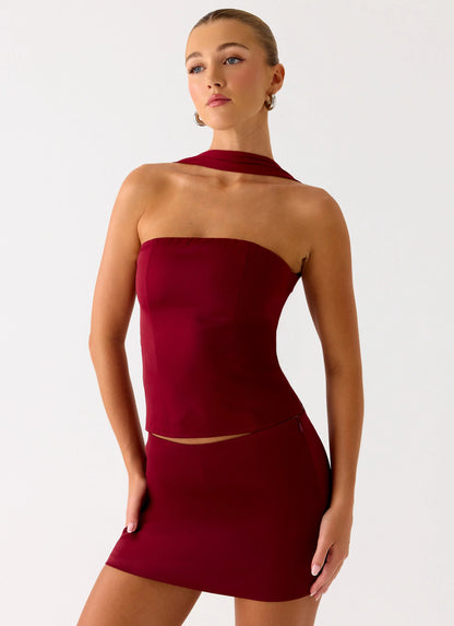 Do It Again Mini Skirt - Dark Cherry