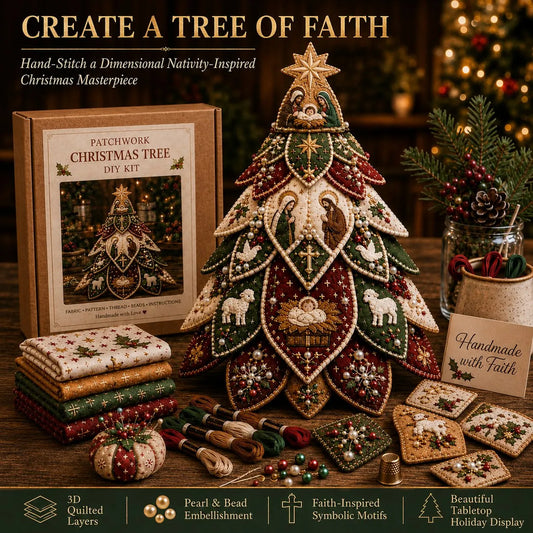 ✝️Religious-Themed Beaded & Quilted Christmas Tree DIY Kit
