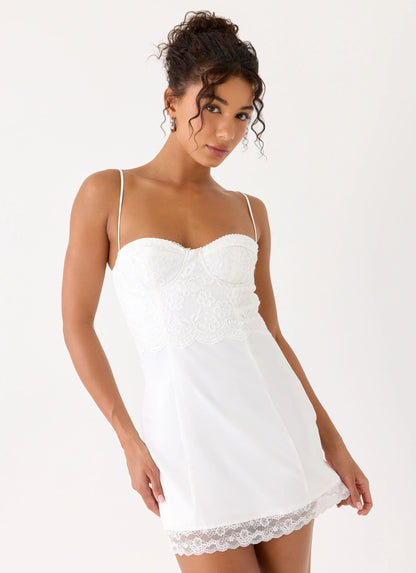 Aloura Lace Mini Dress - White