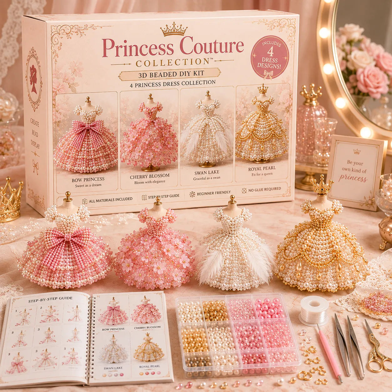 🌸 Magical Dress WorldsTM — 3D Beaded DIY Collection