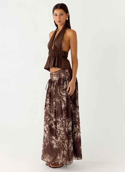 Hot Like Me Maxi Skirt - Espresso Meadow