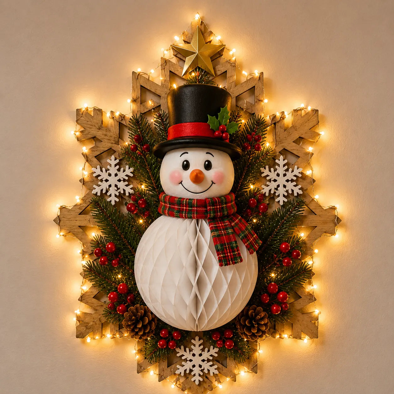 🎅 Christmas Honeycomb Wall Décor With LED string lights