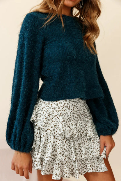 Let Them Eat Cake Triple Ruffle Skirt Leopard Print White