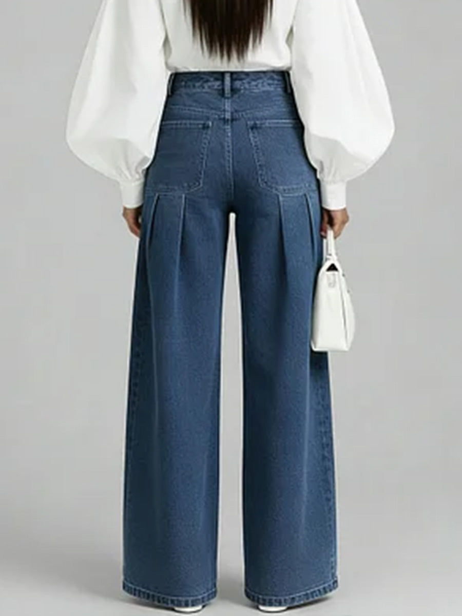 Women's High-waisted Casual Loose-fitting Wide-leg Jeans