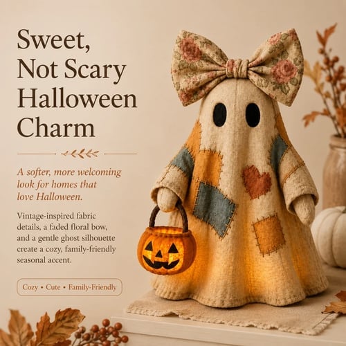 👻Lighted Vintage Patchwork Ghost