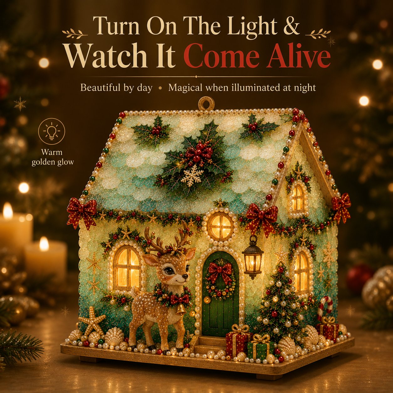🏡DIY Glowing Coastal Glass-Style Christmas Cottage Kit Collection 💕