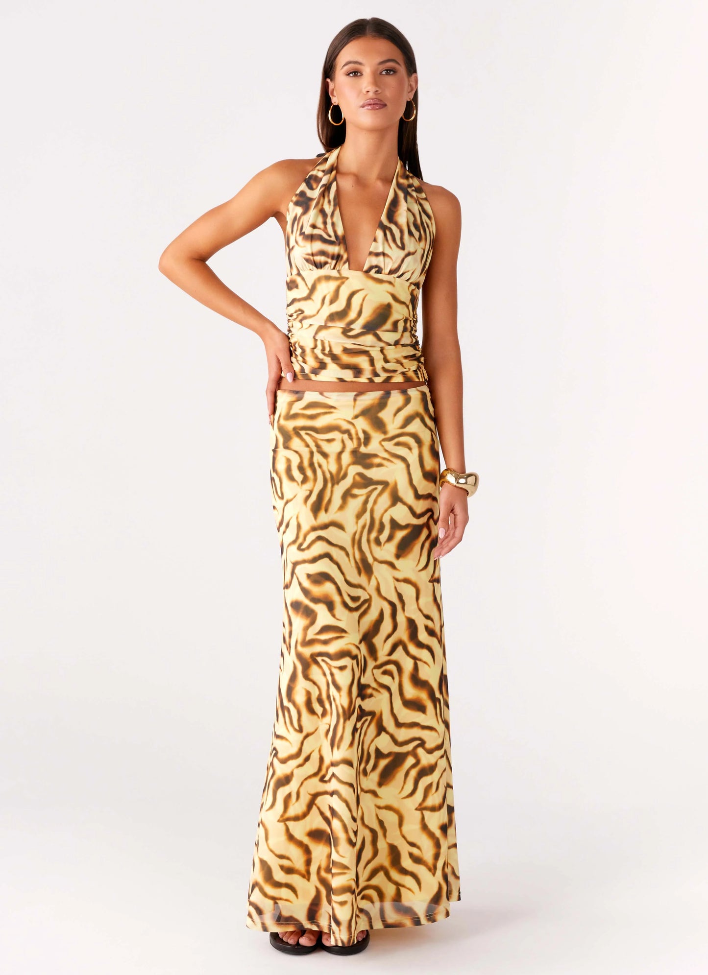 Not My Problem Hater Neck Top - Yellow Zebra
