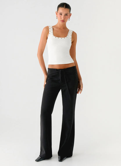 Houston Tie Front Pants - Black