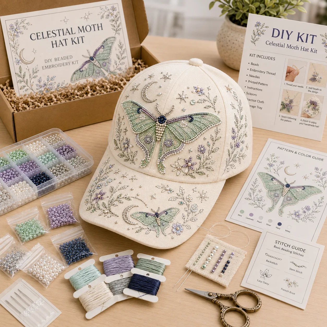 🐦🌸 Premium Hummingbird Garden Beaded Hat DIY Kit