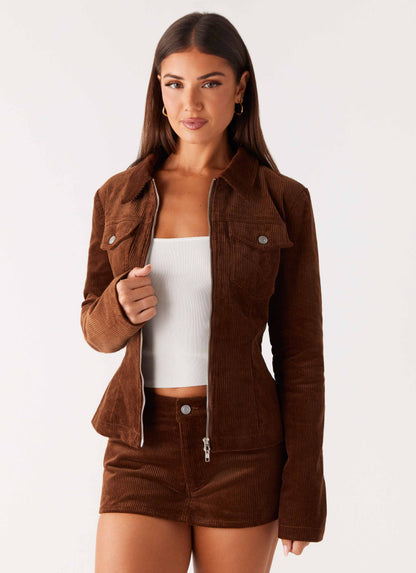 Tropics Low Rise Cord Mini Skort - Walnut