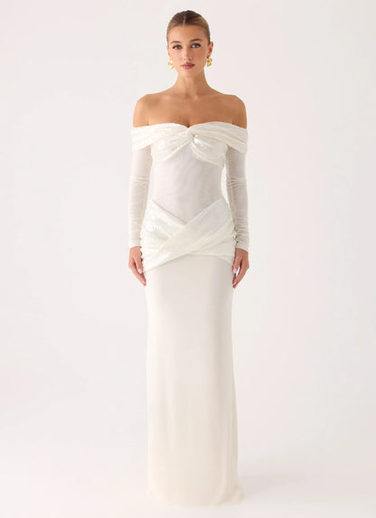 Over To You Sequin Maxi Dress - White
