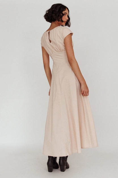 Derry Cap Sleeve A-line Maxi Dress Oat