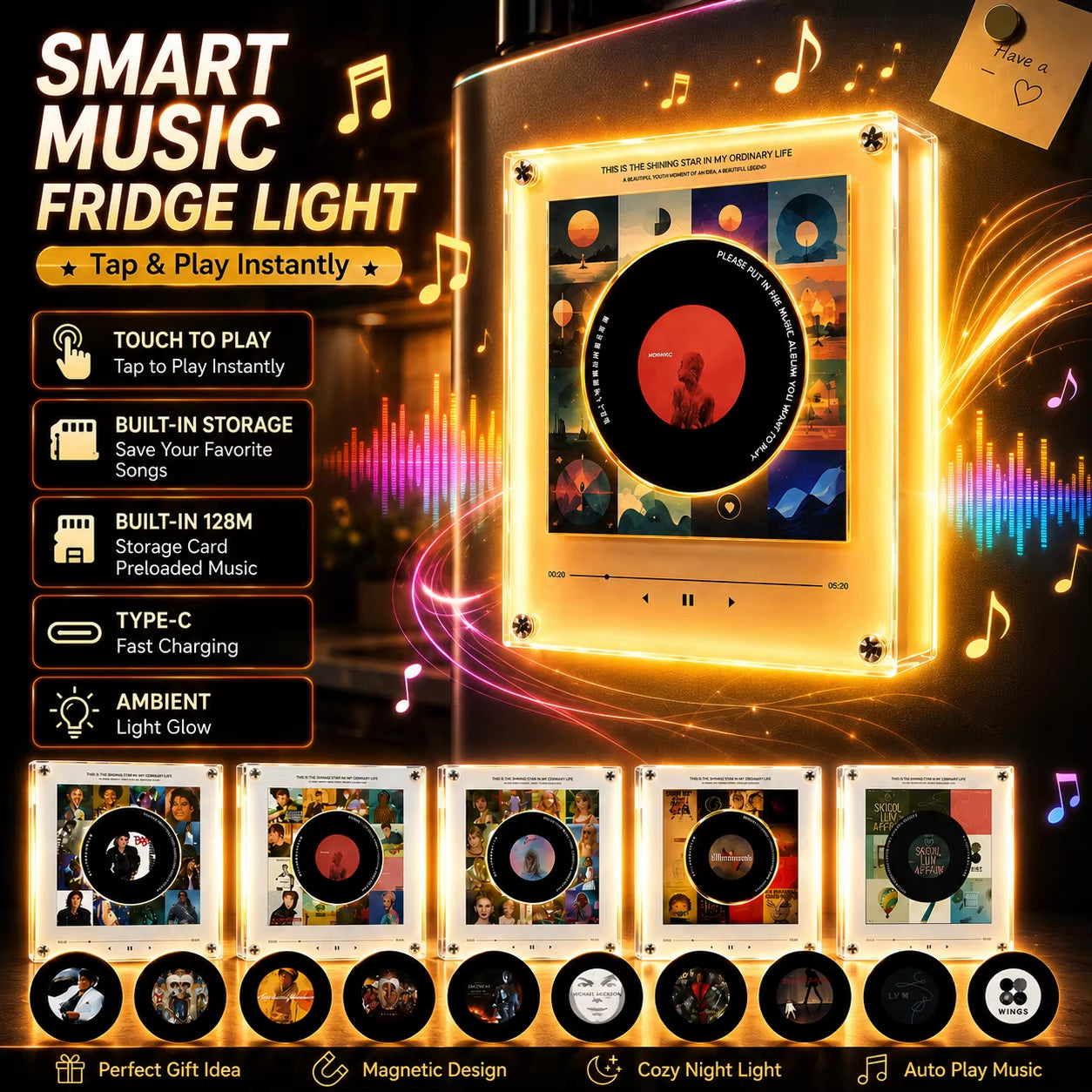 ⏳Last Chance to Save • Limited Inventory!🎵 Iconic Pop Star NFC Fridge Magnet Music Player | Retro Vinyl Style Decor