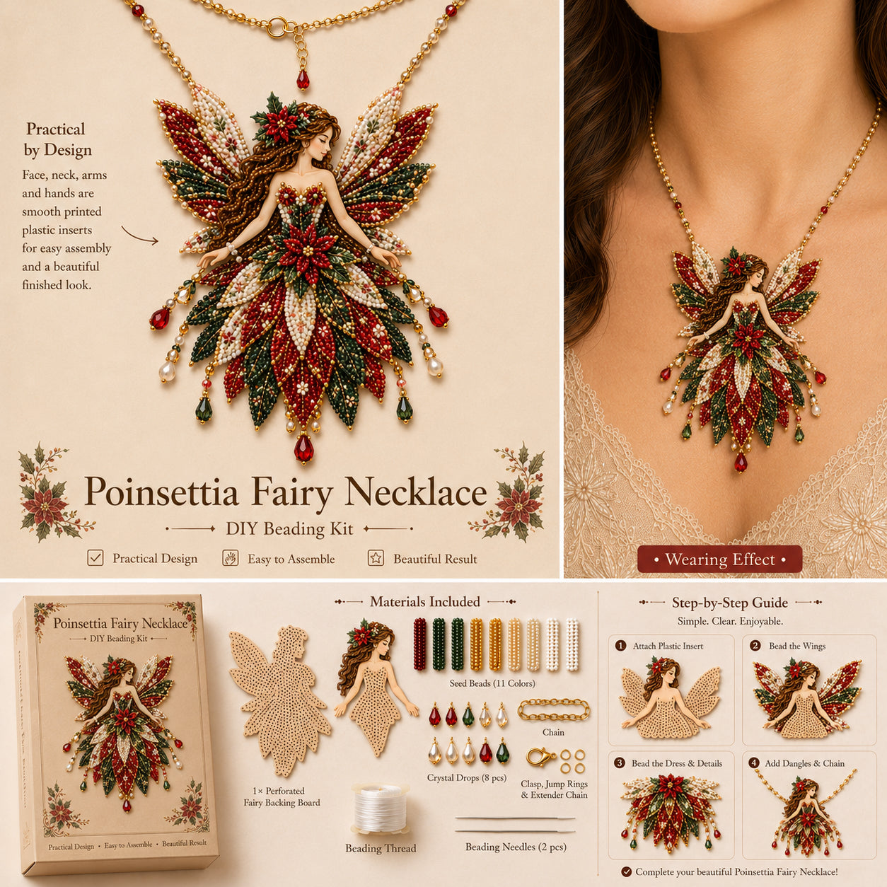 DIY Fairy Necklace Beading Kit, Seed Bead Jewelry Making Craft