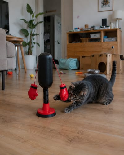 🐱Keeps indoor cats active🥊Mini Cat Punching Bag