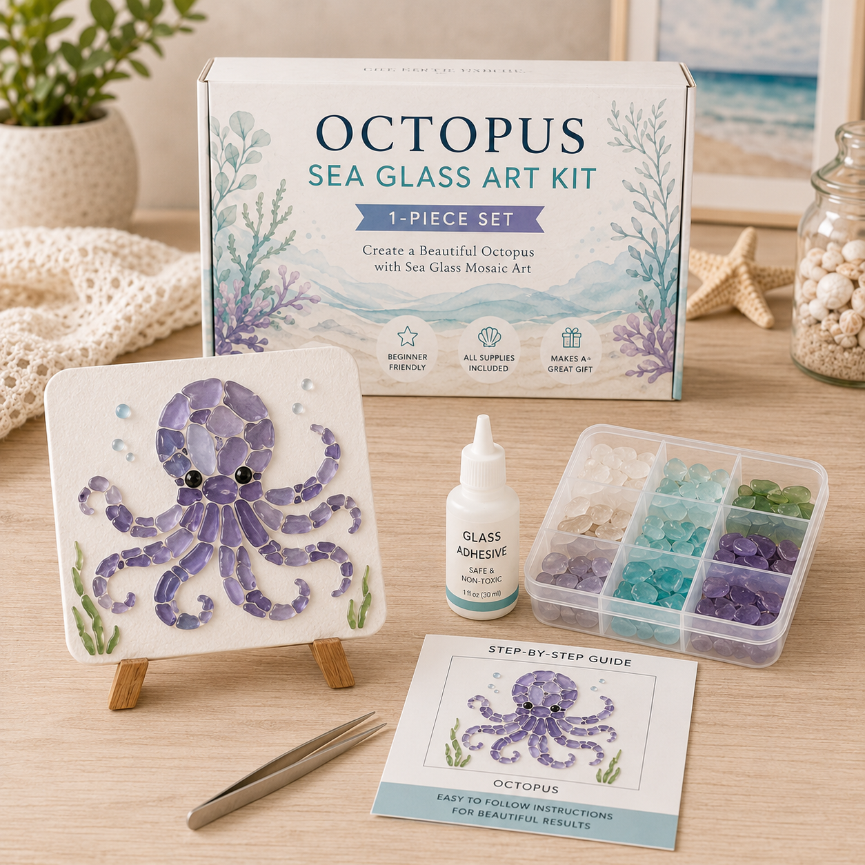 🌸🙏💖Sea Glass Art Kit – Create Stunning Mosaic Masterpieces at Home 🐢