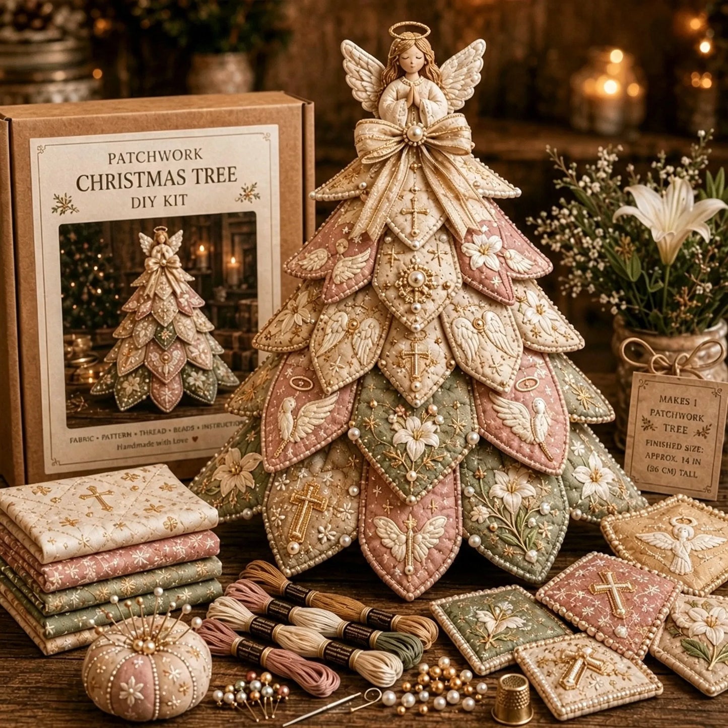 ✝️Religious-Themed Beaded & Quilted Christmas Tree DIY Kit