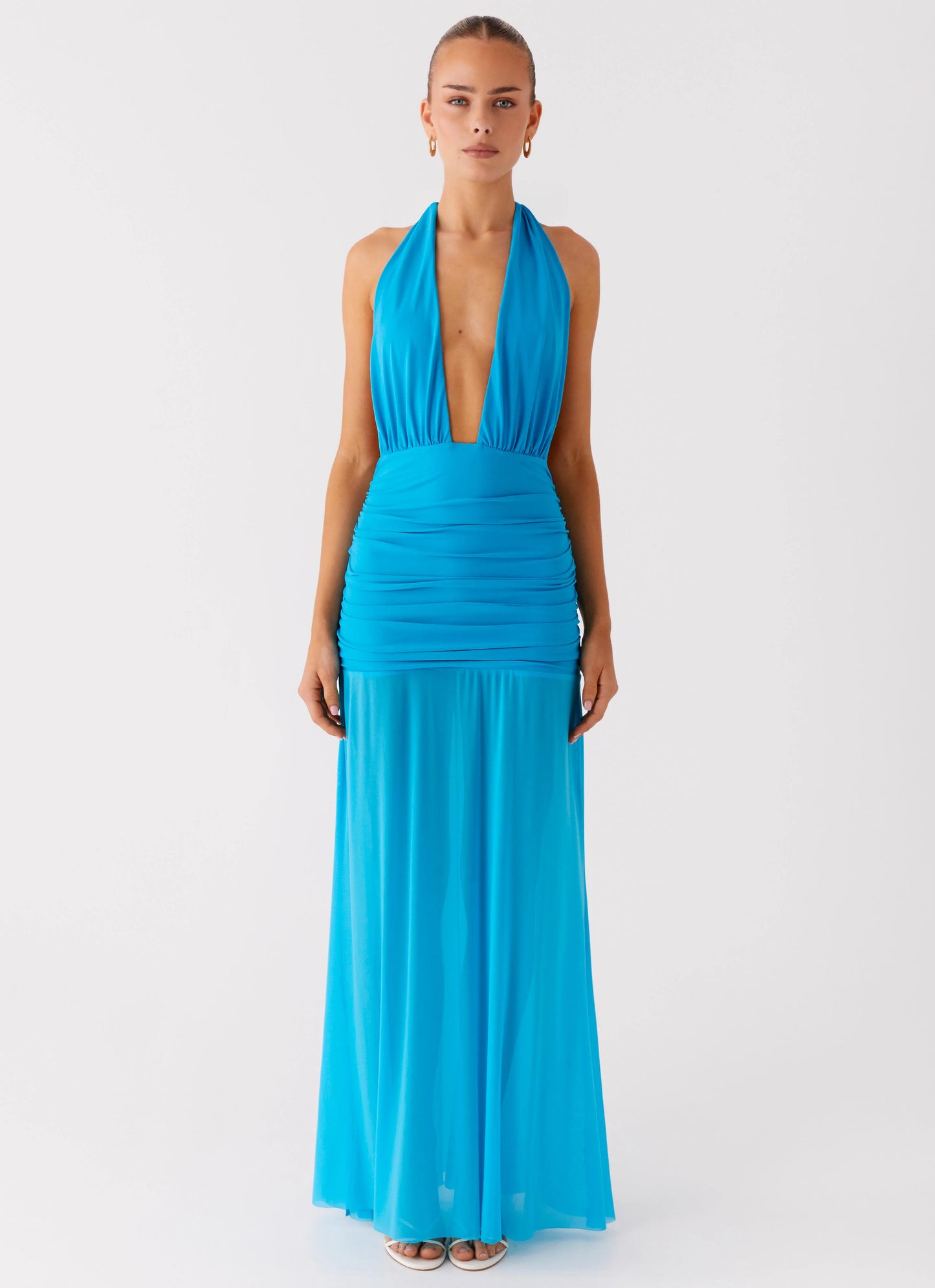 Dilemma Halter Maxi Dress - Turquoise Blue