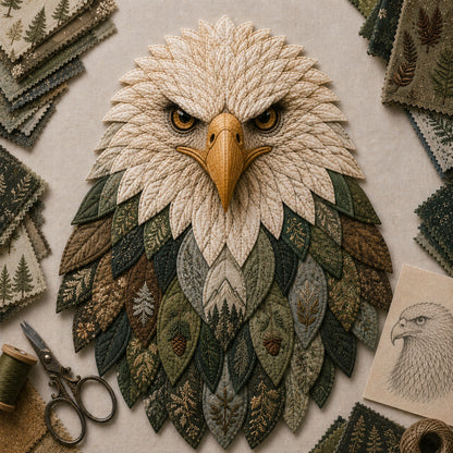 DIY Quilted Bald Eagle Wall Art Kit – Layered Fabric Appliqué Craft