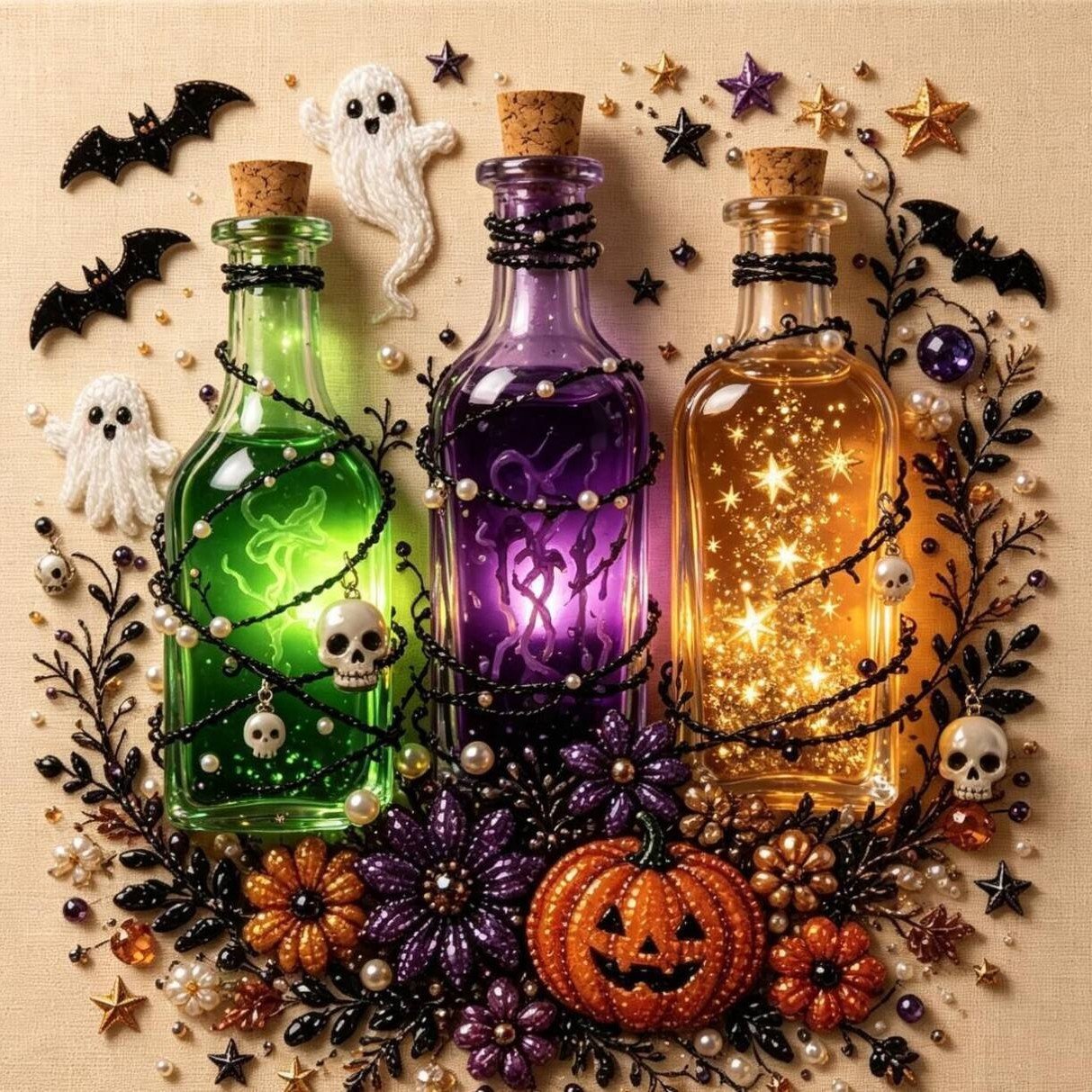 LAST DAY 50% OFF - Halloween Pearl Diamond Art DIY Kit (No Mess, Beginner)