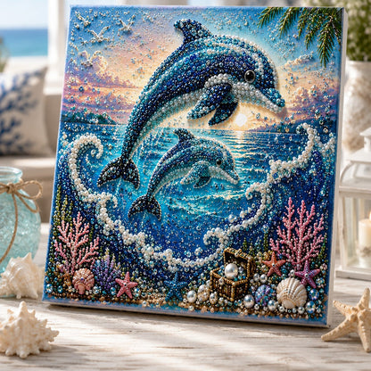 Premium 3D Pearl Ocean Wall Art Kit | Luxury Flocked Canvas with Scratch-Resistant Non-Fading Pearl Beads DIY Coastal Decor – Buy 2 Free Shipping