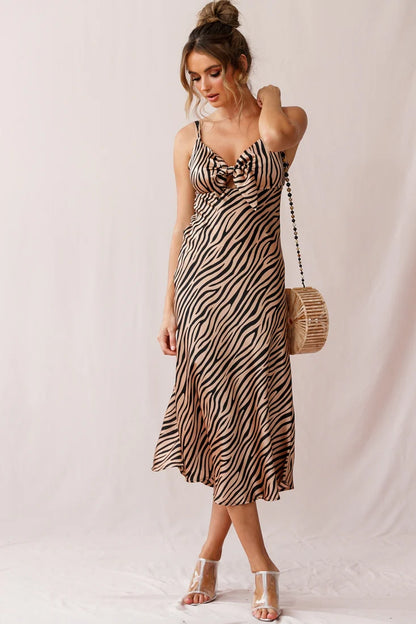 Perfect Day Satin Midi Dress Bronze/Black
