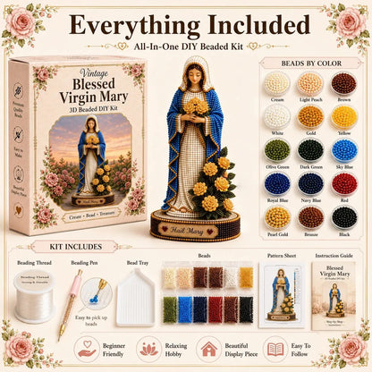 ✝️Vintage Blessed Virgin Mary 3D Beaded DIY Kit💕