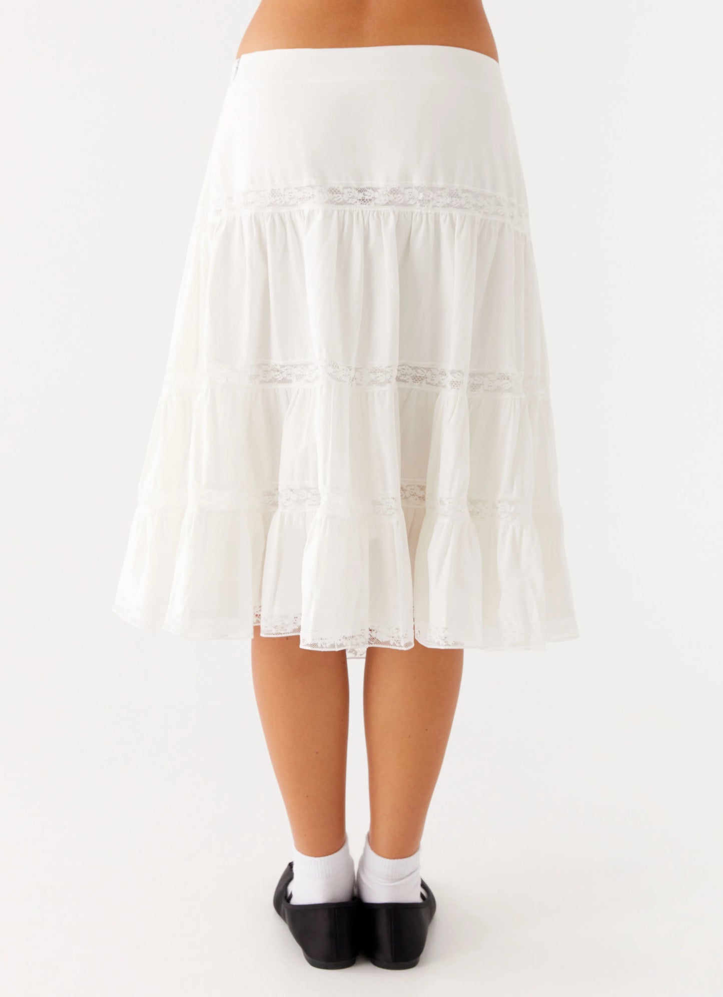 Good Vibes Midi Skirt - White