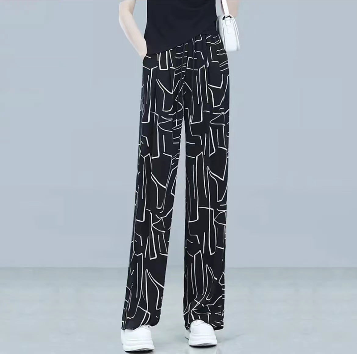 2025 New Style Ice Silk High Waist Casual Pants