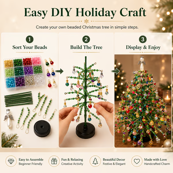 ✨Want unique holiday decor no one else has? Make your own Mini Beaded Christmas Tree🎄