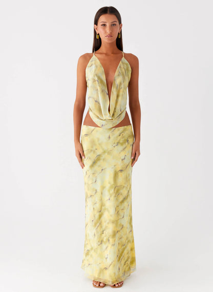 Kylo Cowl Top - Yellow Tie Dye