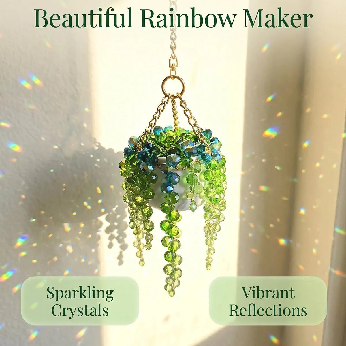 Mini White Pot Beaded Plant Suncatcher
