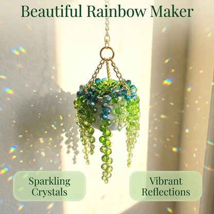 Mini White Pot Beaded Plant Suncatcher