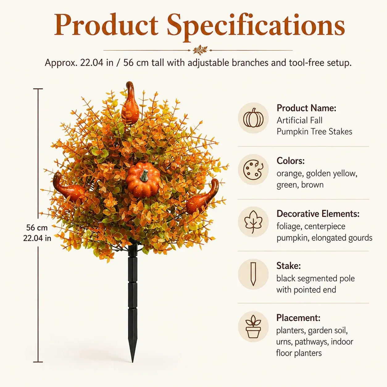 🔥 Last Day 49% OFF – Artificial Fall Pumpkin Tree Stakes
