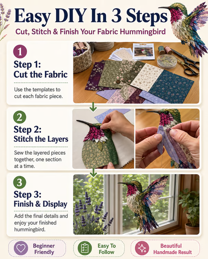 ✨3D Patchwork Bird DIY Craft Kit – Create a Layered Fabric Bird Worth Displaying