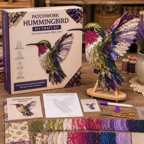 ✨3D Patchwork Bird DIY Craft Kit – Create a Layered Fabric Bird Worth Displaying