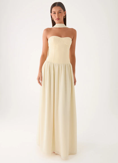 Elianah Scarf Maxi Dress - Yellow