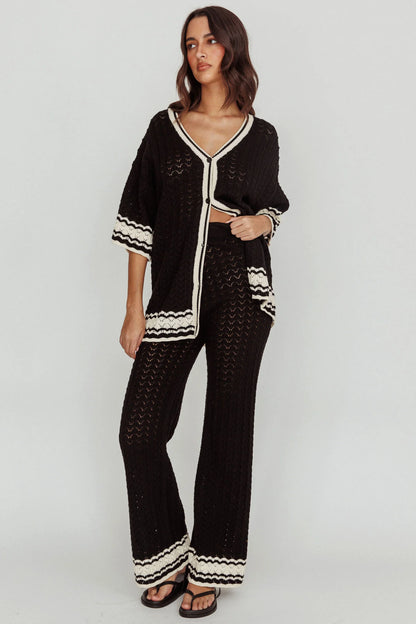 Rhodes Cotton Straight Leg Knit Pants Black