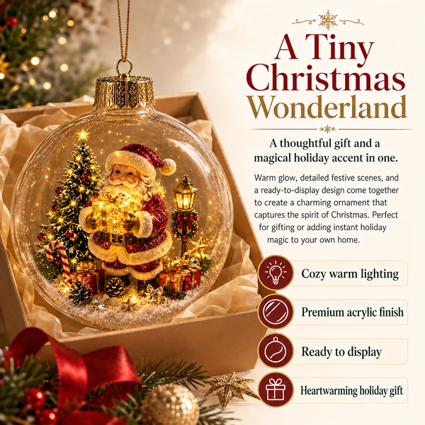 🎄Glowing Christmas Diorama Ornament – A Tiny Winter World in Your Hands