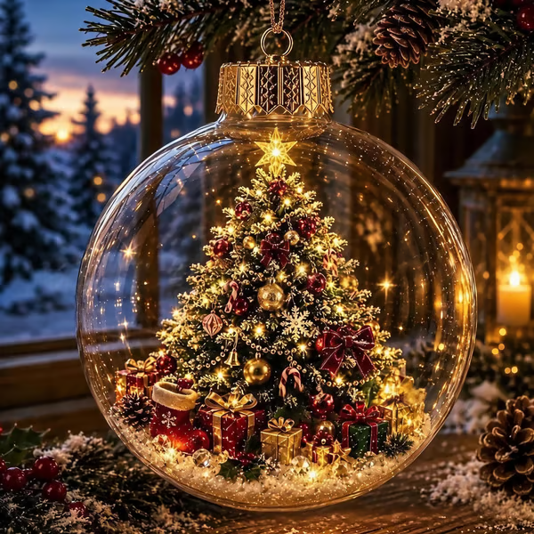 🎄Glowing Christmas Diorama Ornament – A Tiny Winter World in Your Hands