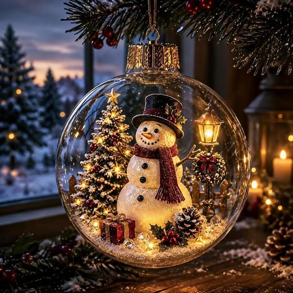 🎄Glowing Christmas Diorama Ornament – A Tiny Winter World in Your Hands