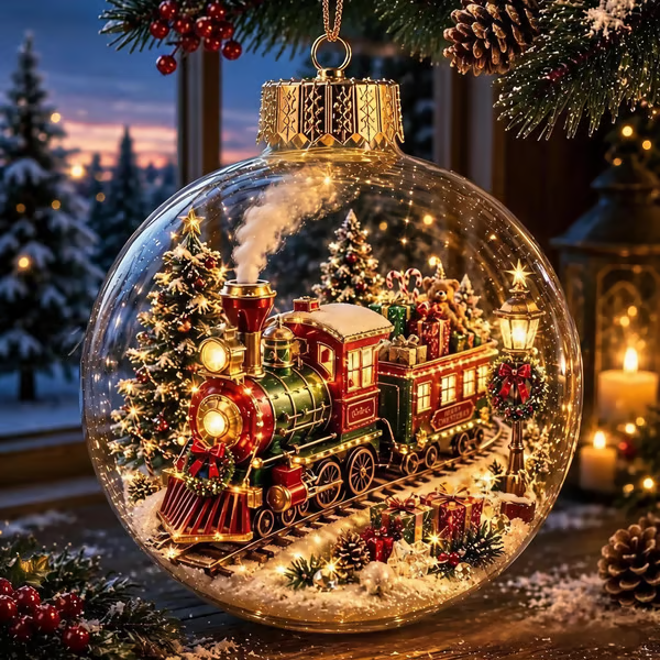 🎄Glowing Christmas Diorama Ornament – A Tiny Winter World in Your Hands