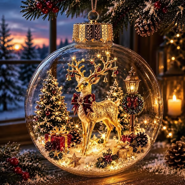 🎄Glowing Christmas Diorama Ornament – A Tiny Winter World in Your Hands